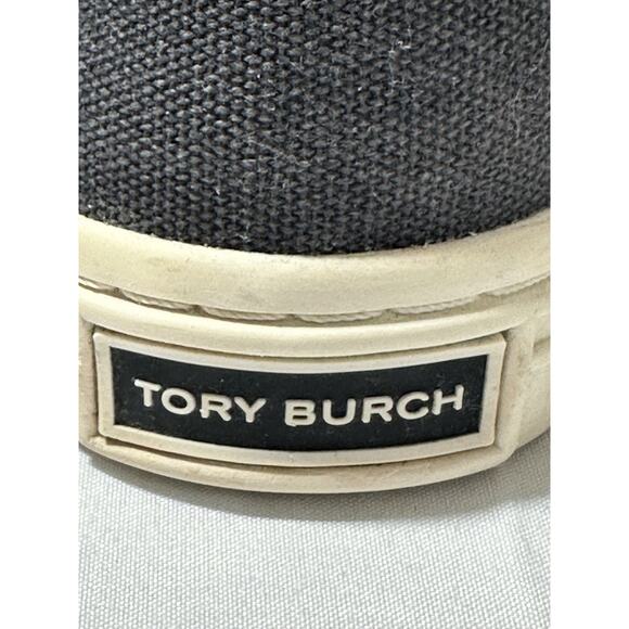 TORY BURCH Women's Classic Court Lace Up Canvas Sneakers Ivory & Black size 7.5M - Picture 9 of 12